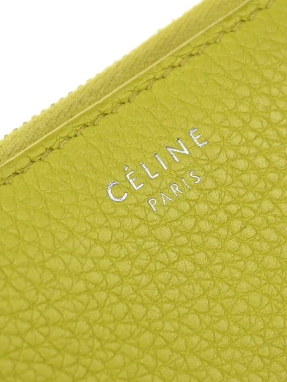 CELINE Logo Zip Around Long Wallet Purse Leather Yellow SHW Italy 66YH956 - Picture 8 of 14